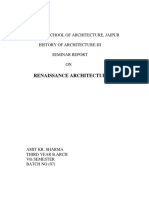 Renaissance Architecture: Aayojan School of Architecture, Jaipur History of Architecture-Iii Seminar Report ON