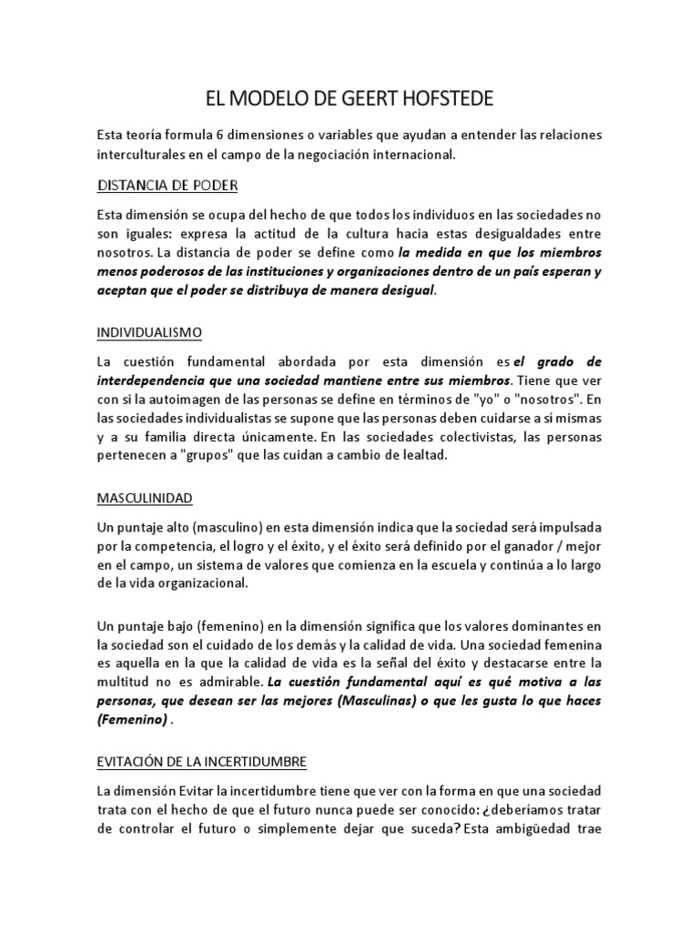 Análisis del modelo de Geert Hofstede y el modelo de la comunicación ...