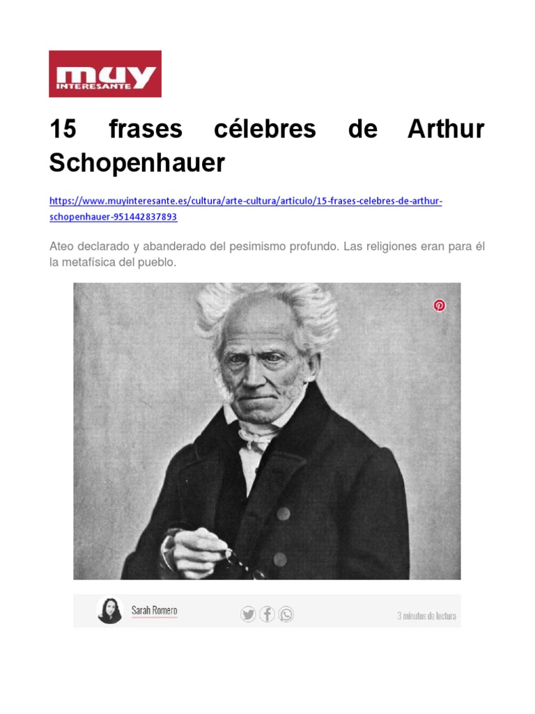 15 Frases Célebres de Arthur Schopenhauer | PDF | Arthur Schopenhauer ...