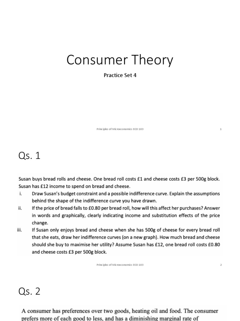 Consumer Theory Practice Set 4 PDF