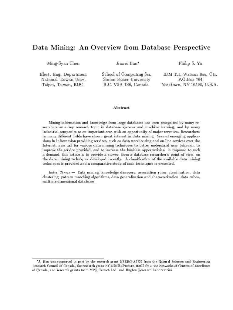 Data Mining: An Overview From Database Perspective: Index Terms | PDF ...