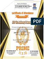 Certificate of Attendance: JO1 Vic Anthony B Berano