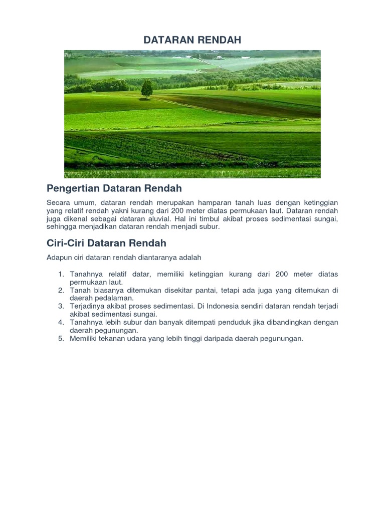 Dataran Rendah Dataran Tinggi Bukit Gunung Prgunungan Pdf