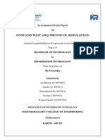 Stop and Wait Arq Protocol Simulation: An Assignment Project Report On