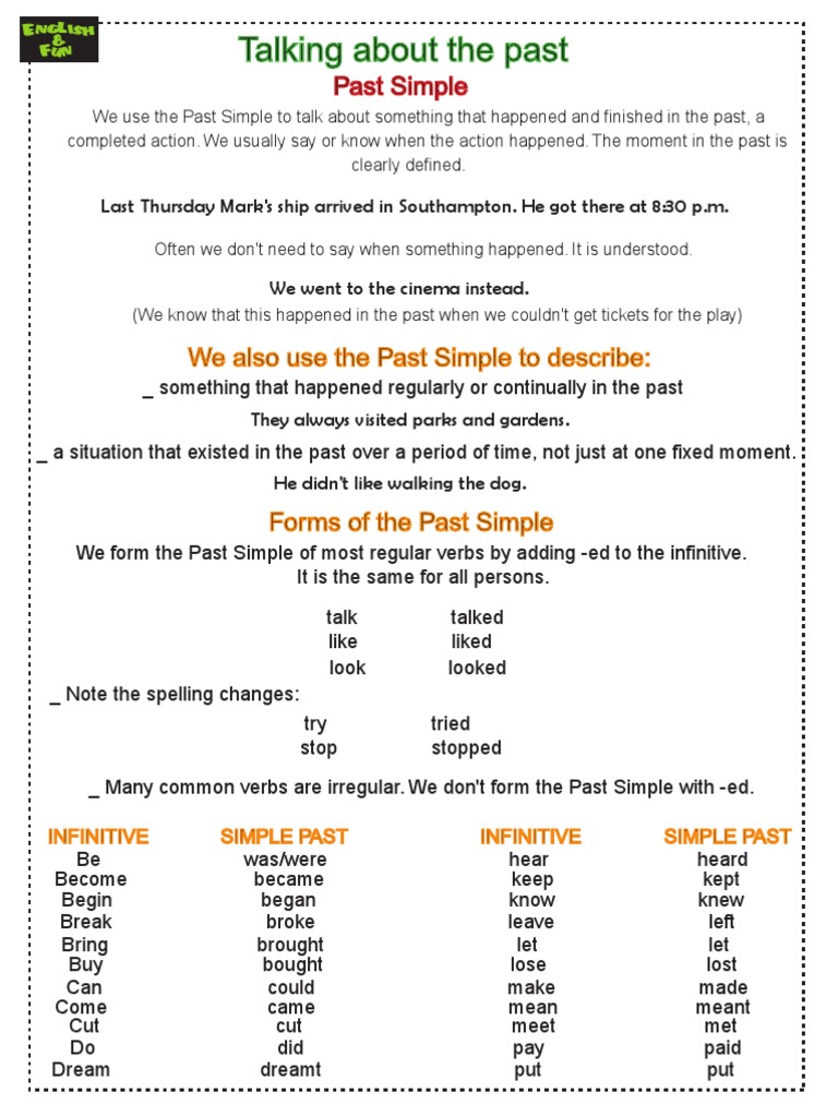 Understanding Past Simple Tense | PDF | Grammar