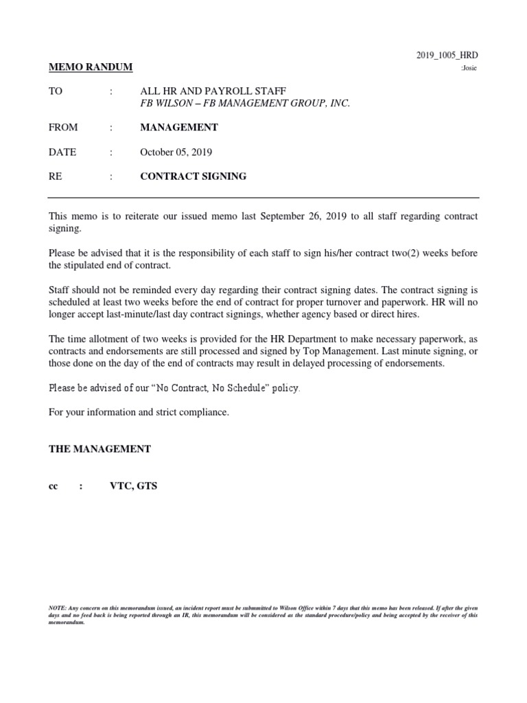 Contract Signing Policy Update | PDF | Finance & Money Management
