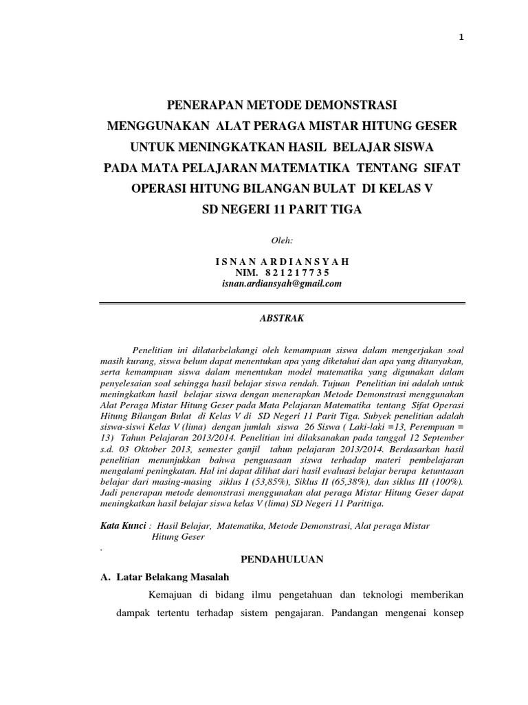 6 Contoh Karil UT PGSD Karya Ilmiah Matematika Sifat