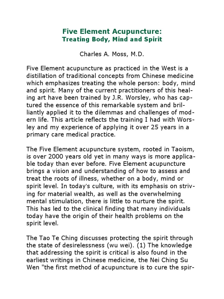 Five Element Acupuncture Explained | PDF | Yin And Yang | Qi
