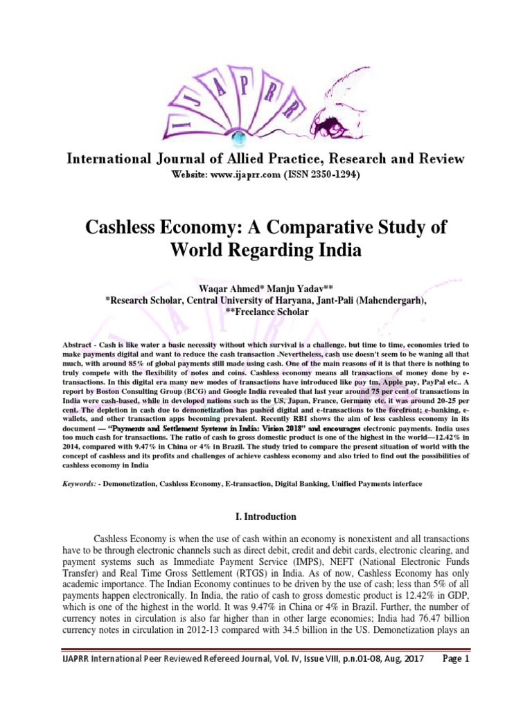 Cashless Economy and Comparative Analysis of India and Sweden | PDF ...