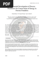 Experimental Investigation of Process Parameters For Conservation of Energy in Ferrous Foundries