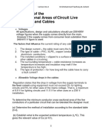 Calculation of The Cross-Sectional Areas of Circuit Live Conductors and Cables