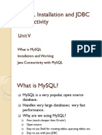 Mysql Installation and JDBC Connectivity: Unit V