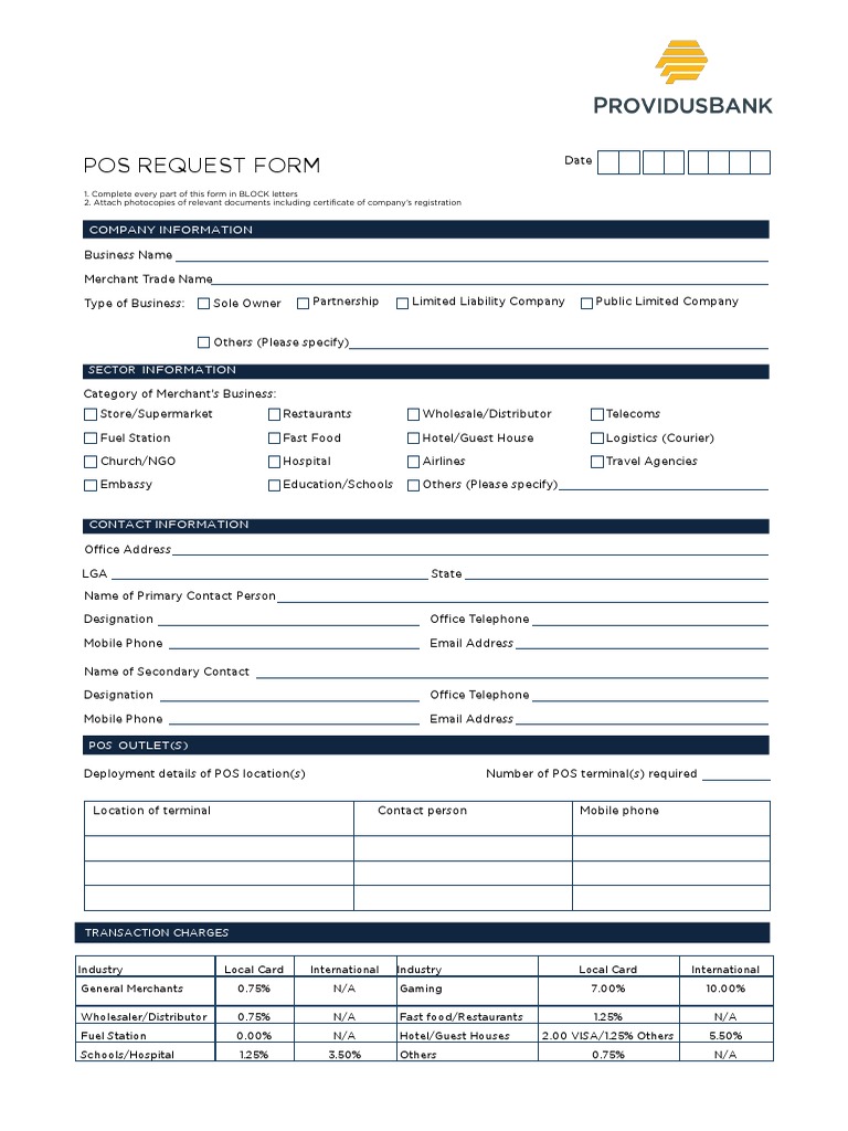 New POS Request Form | Download Free PDF | Point Of Sale | Visa Inc.