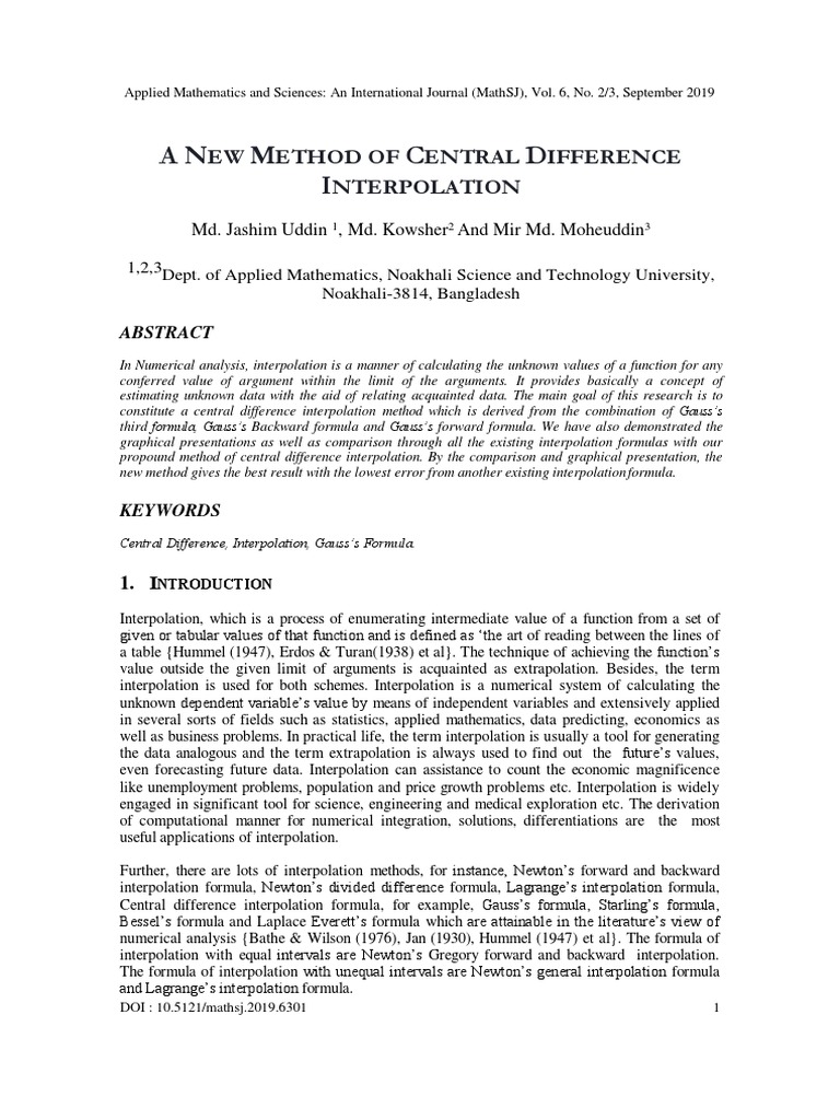New Central Difference Interpolation Method | PDF | Finite Difference ...