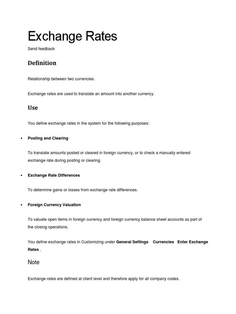 Exchange Rates Posting and Clearing PDF Exchange Rate Currency