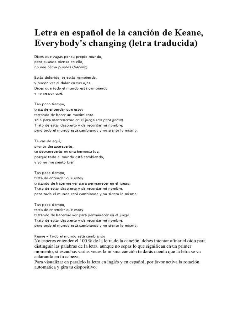 Letra en español de 