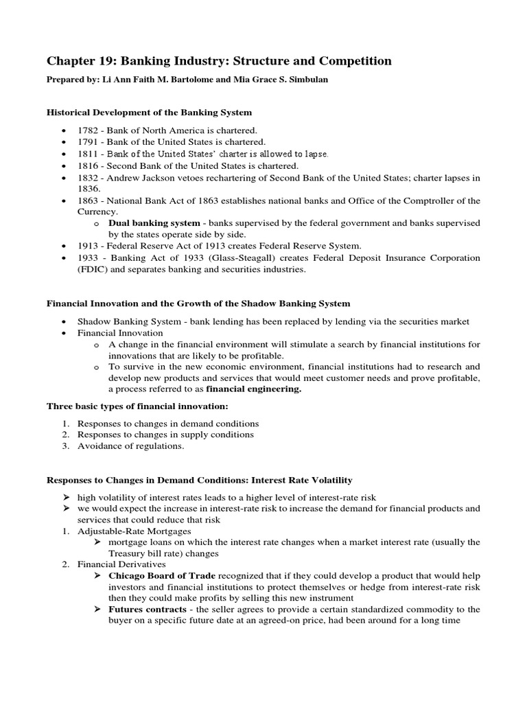 Chapter 19 Banking Industry Structure and Competition | PDF | Credit ...