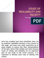 Issues of Realiability and Validity