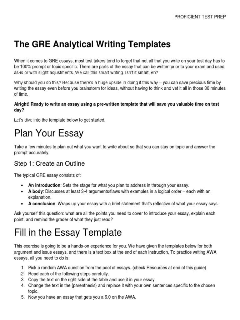The GRE Analytical Writing Templates | Download Free PDF | Essays ...