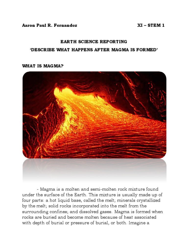 Describe What Happened If Magma Is Formed | PDF | Magma | Igneous Rock