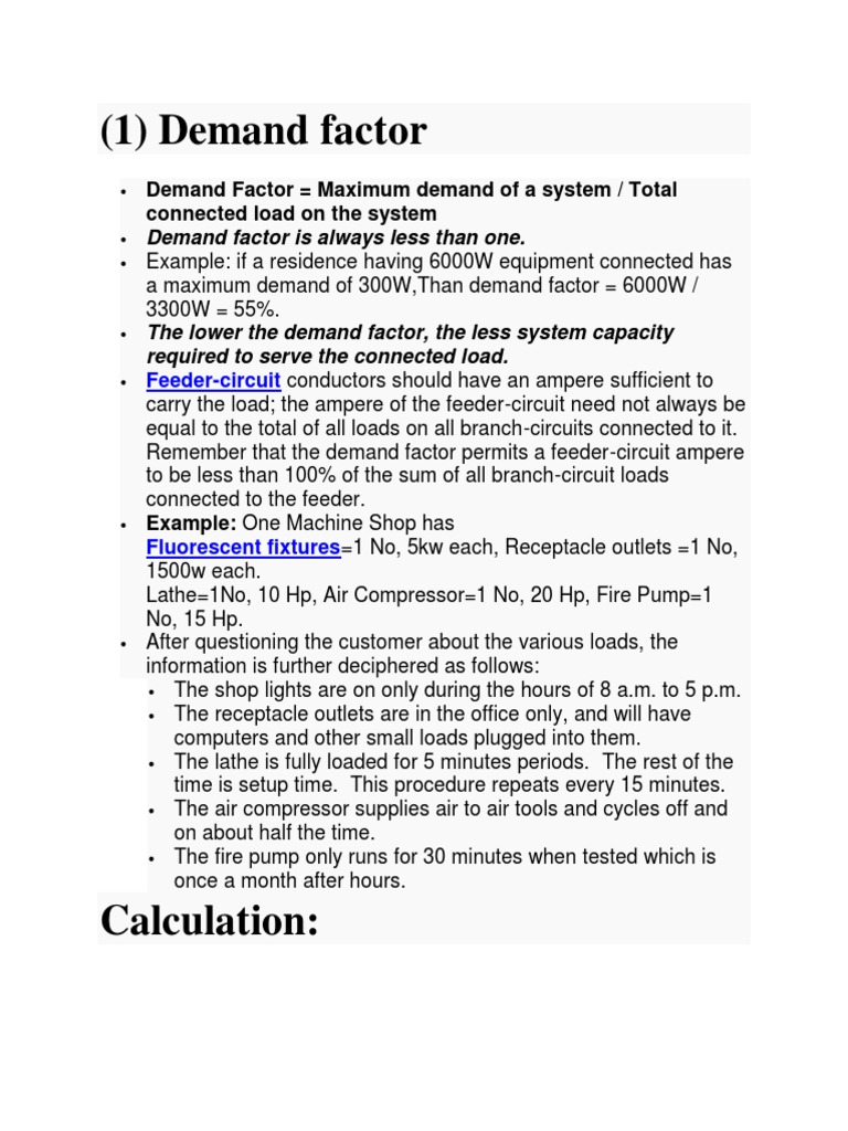 Demand factor load factor Kilowatt Hour Electricity Free 30day