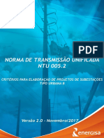 NTU 005.2 Critérios para Elaboração de Projetos de Subestações Tipo Urbana B V2