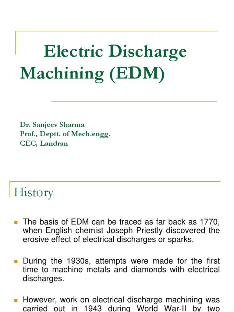 Overview of Electric Discharge Machining | PDF | Machining | Materials