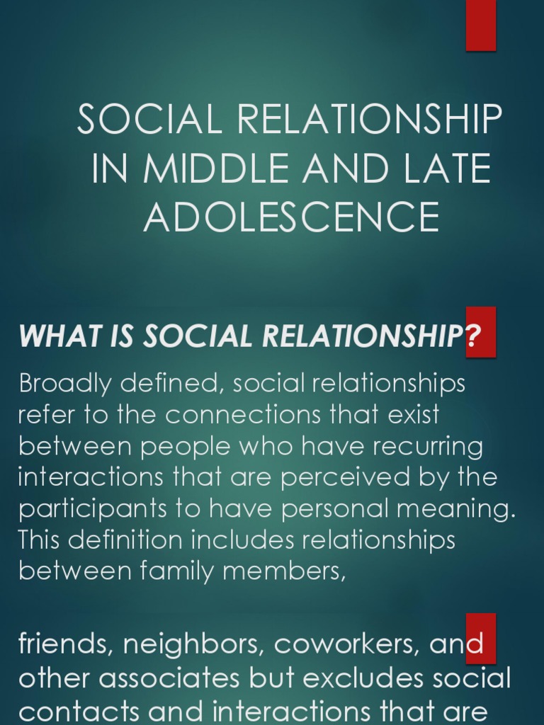 Social Relationship in Middle and Late Adolescence1 | PDF | Adolescence ...