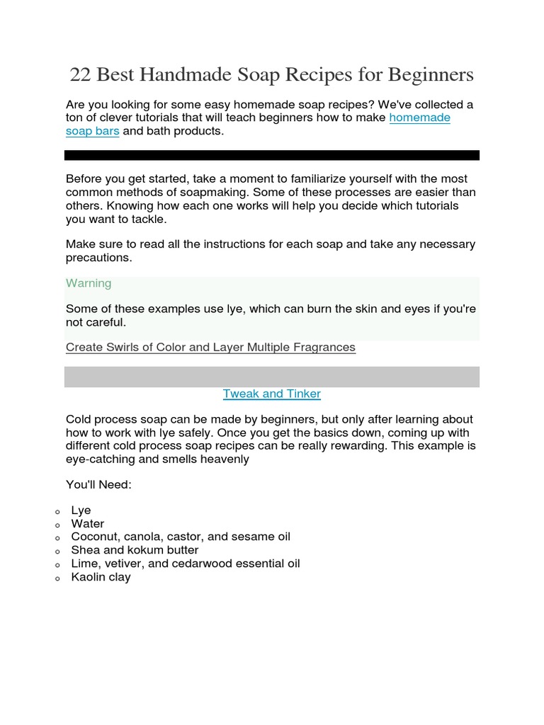 Materials For Soap Making PDF Gross Margin Balance Sheet