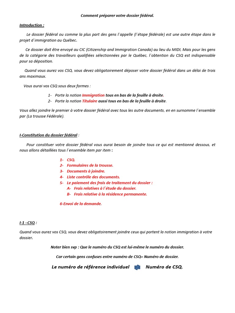 Comment Preparer Votre Dossier Federal Pdf Canada