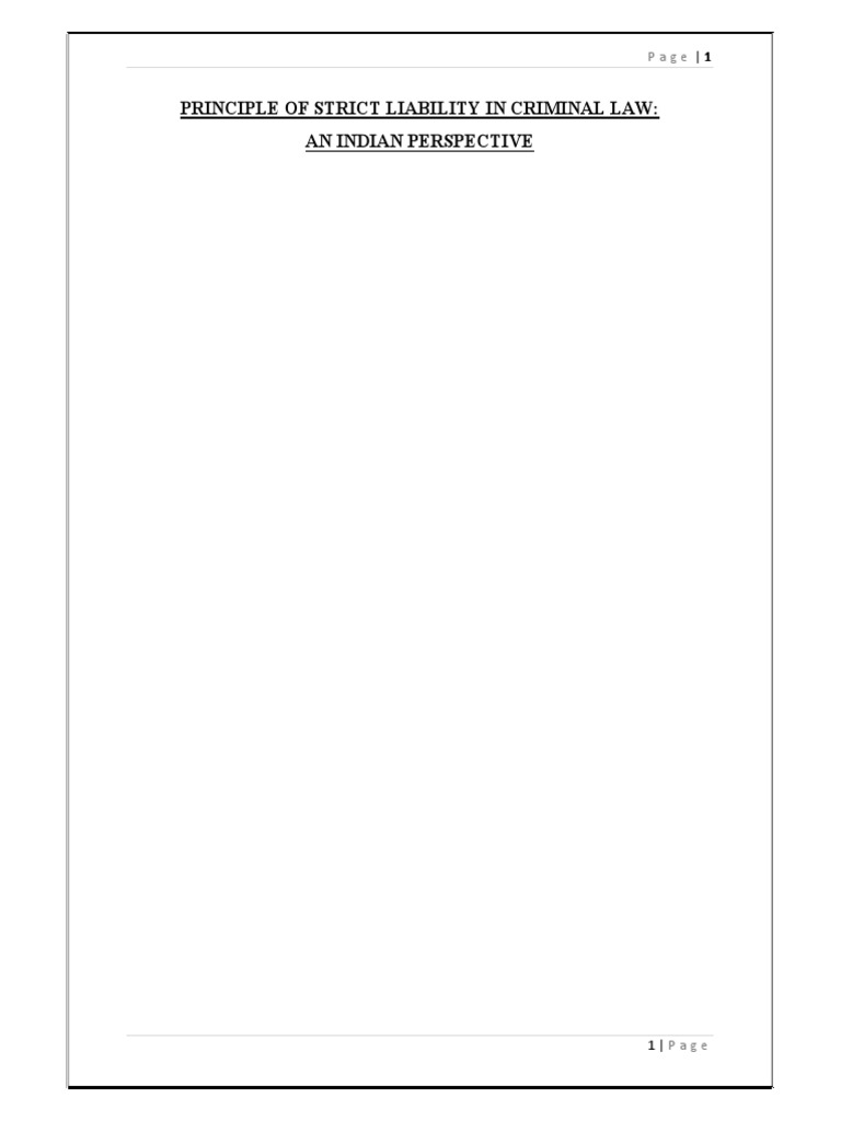 Strict Liability Under IPC | PDF | Mens Rea | Strict Liability