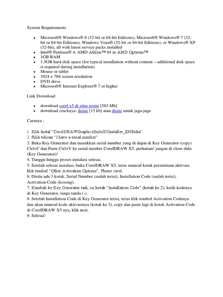 System Requirements Corel Draw PDF