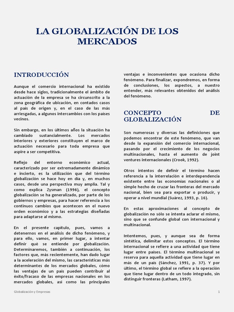 Globalización y su Impacto en Empresas | PDF | Globalización | Mercado ...