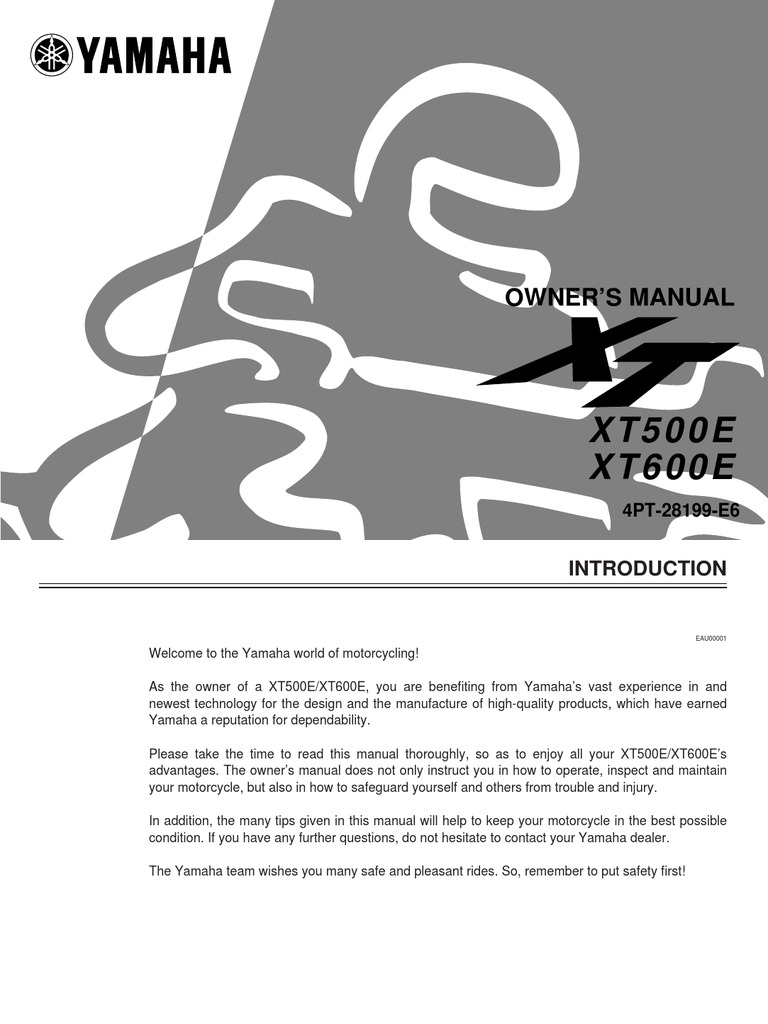 YAMAHA XT 500E / XT600E Manual | PDF | Motorcycle | Automotive