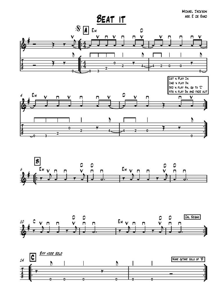 Beat It: Riff Voor Solo | PDF