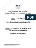 Programmes Des Classes Préparatoires Aux Grandes Ecoles: Filière: Scientifique Voie: Technologie Et Biologie (TB)