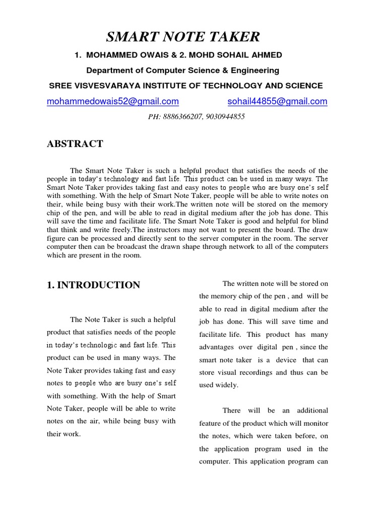 Smart Note Taker | PDF | Personal Computers | Computer Program