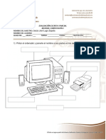 Evaluación escrita de computación 1 con preguntas sobre hardware y software