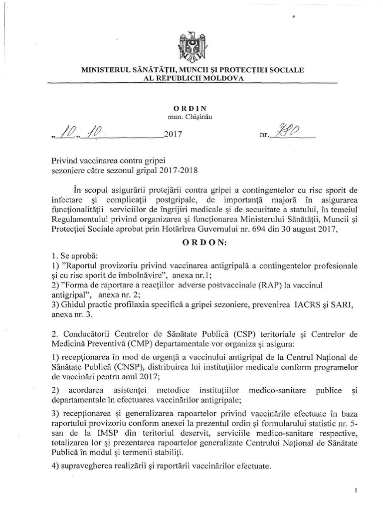 Ordin Vaccinarea Gripei 2017 2018