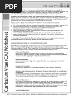 Curriculum Vitae CV Worksheet