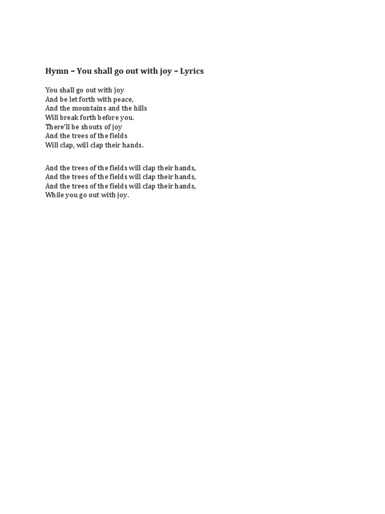 You Will Go Out With Joy Lyrics