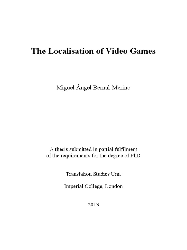 Localization Video Games Bernal Merino Pdf Video Games Communication
