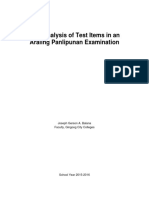 Item Analysis of Test Items in An Araling Panlipunan Examination