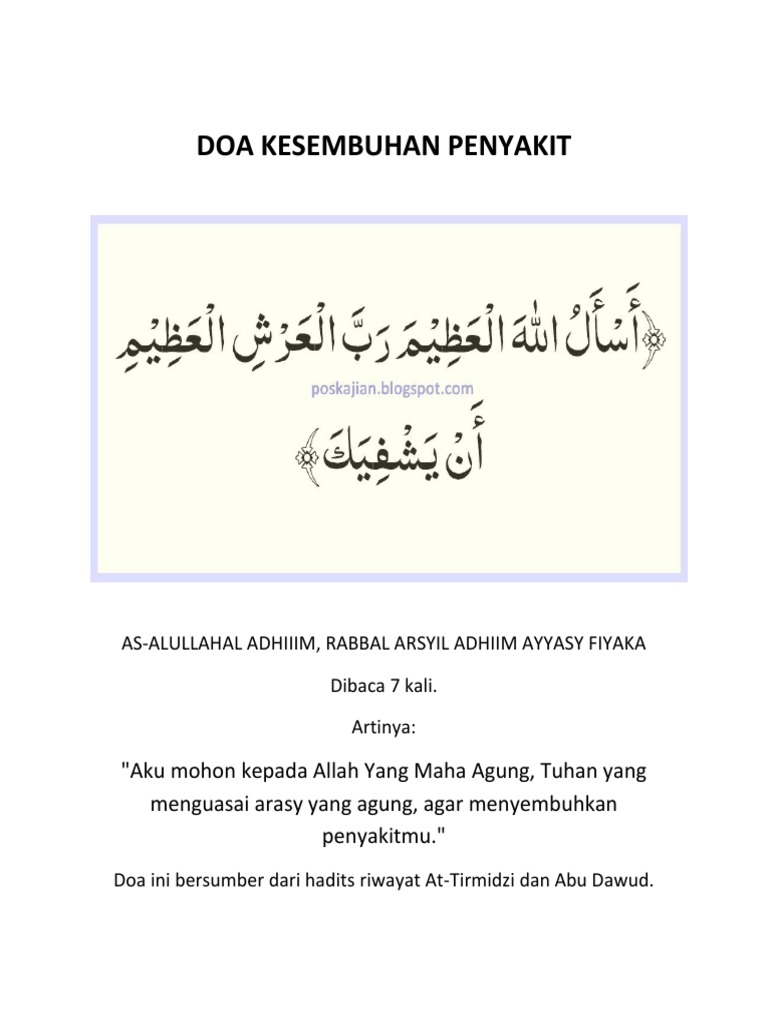 Doa & Inspirasi Mohon Kesembuhan dari Berbagai Penyakit