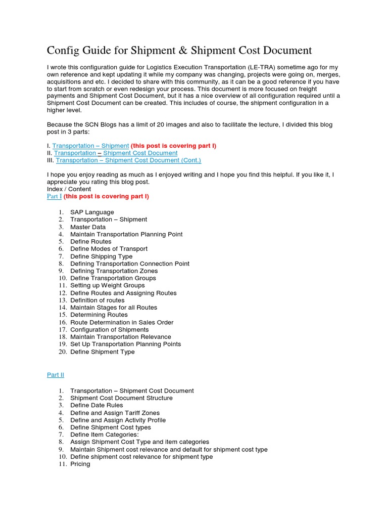 Config Guide For Shipment PDF Cargo Freight Transport