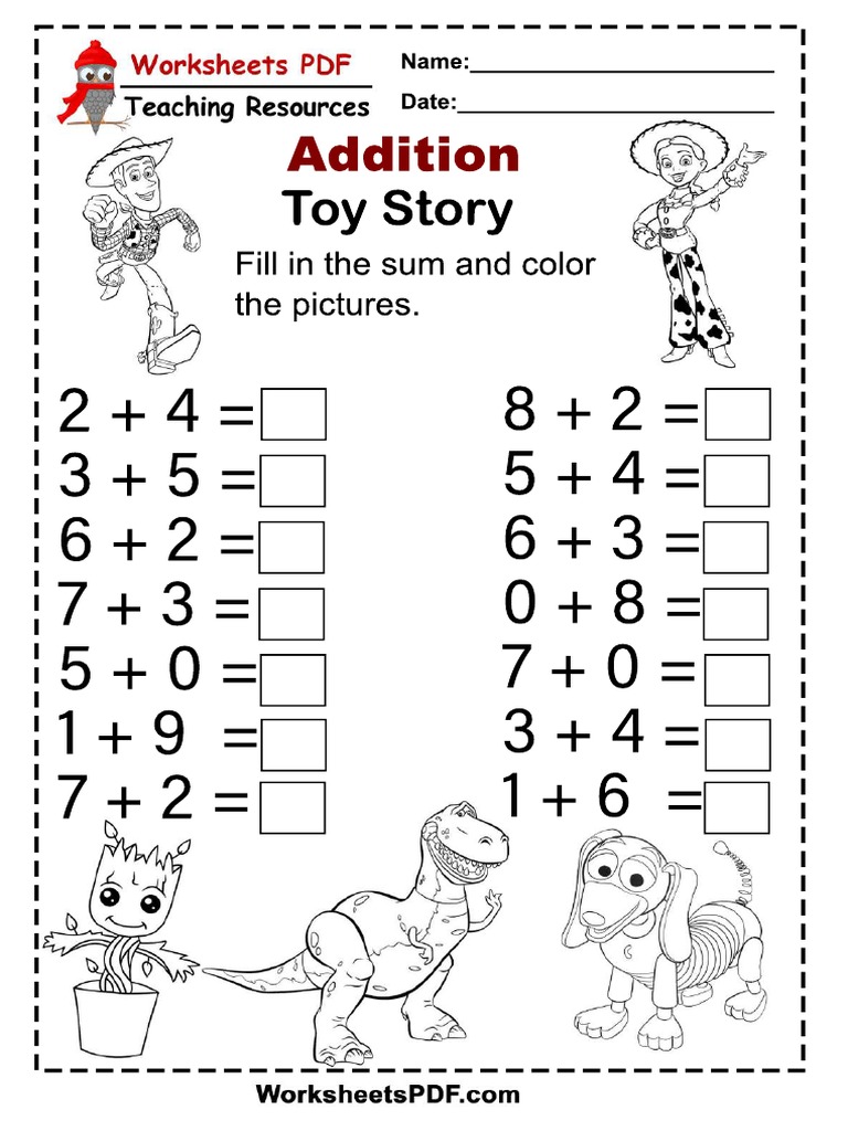 Toy Story Addition Worksheet | PDF