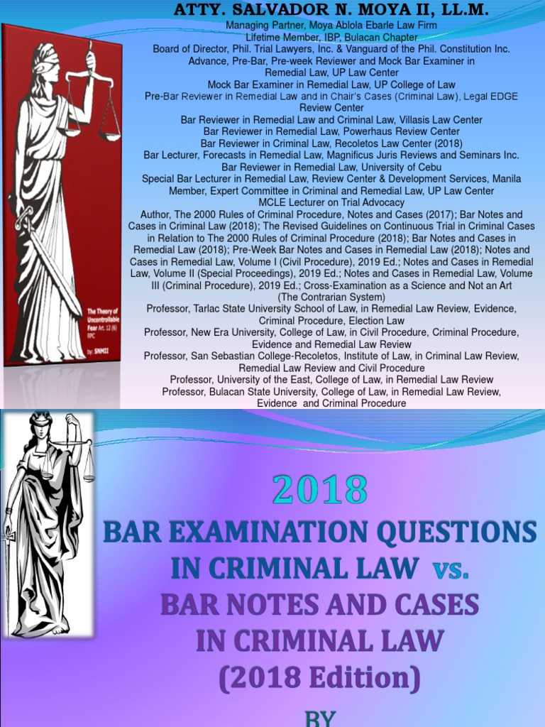 Criminal Law Bar 2018 With Suggested Answers PDF Conspiracy