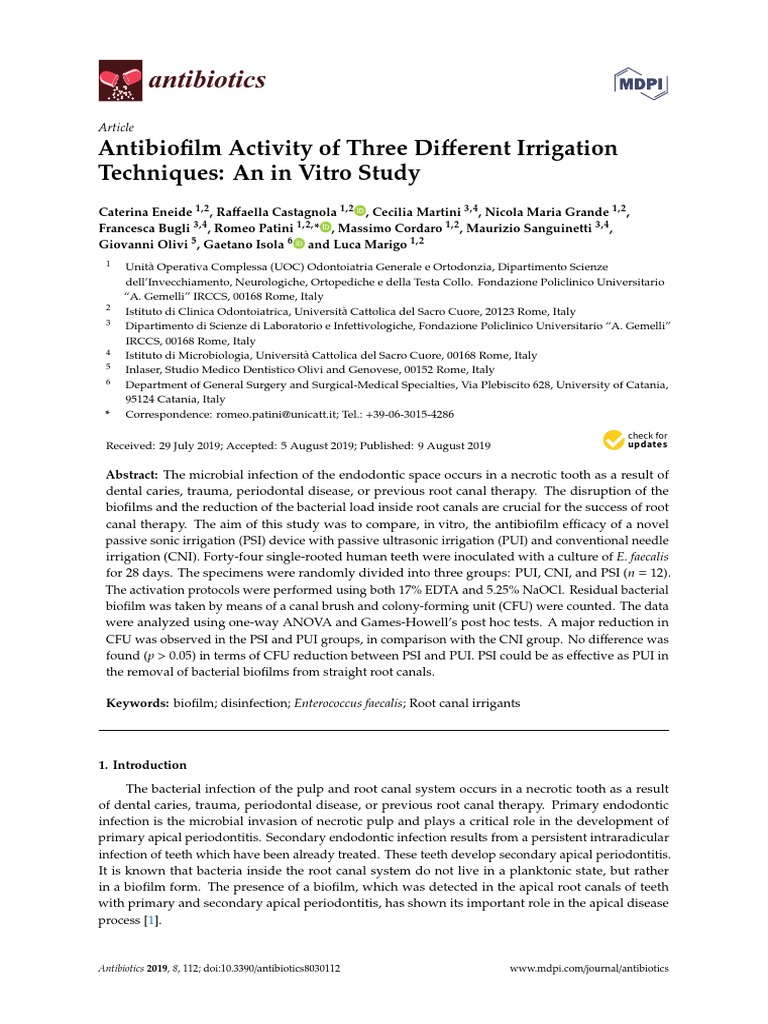 Antibiotics: Antibiofilm Activity of Three Di Techniques: An in Vitro ...