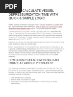 How To Calculate Vessel Depressurization Time With Quick