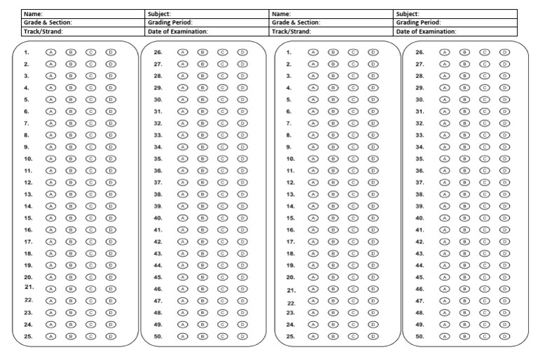 Answer Sheet | PDF